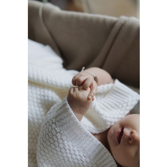 Kocyk ze 100% wełny merino cream - premium collection