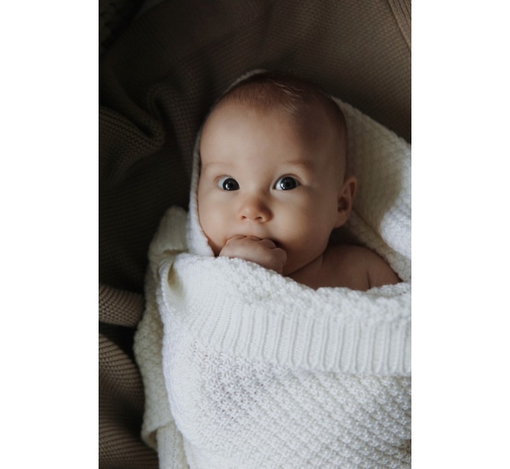 Kocyk ze 100% wełny merino cream - premium collection
