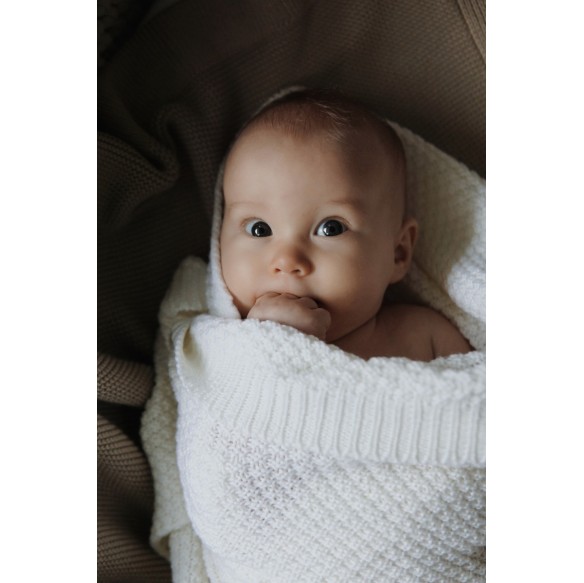 Kocyk ze 100% wełny merino cream - premium collection