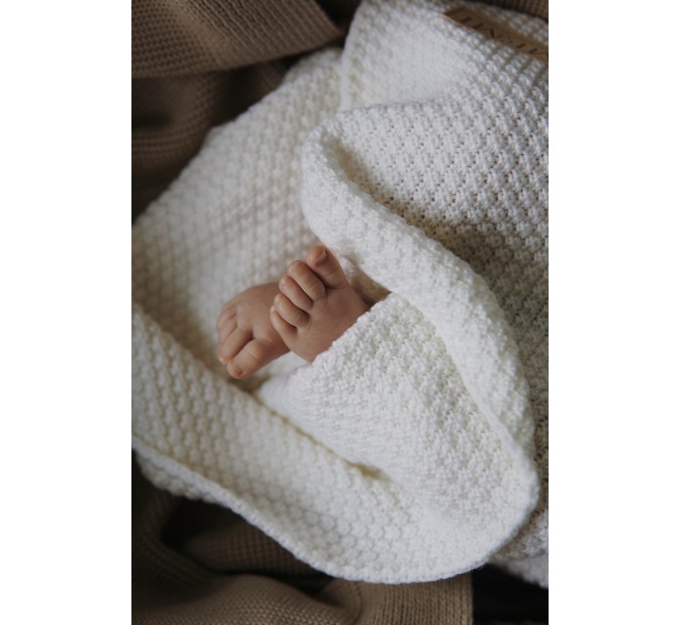 Kocyk ze 100% wełny merino cream - premium collection