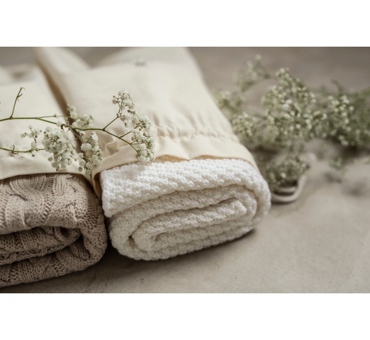 Kocyk ze 100% wełny merino cream - premium collection