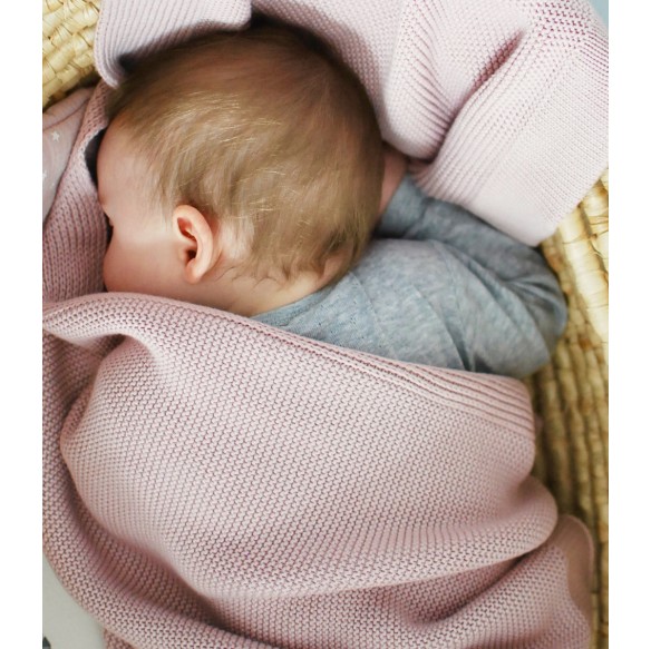Bambusowy kocyk powder pink 80x100 - classic