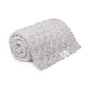 Kocyk warkocz ze 100% wełny merino light grey - premium collection