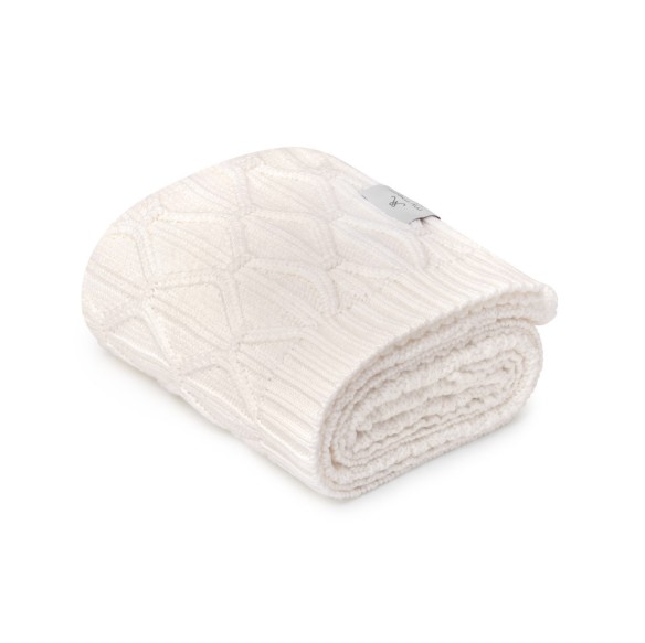 Ciepły kocyk ze 100% wełny merino cream Wave - premium collection