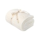 Otulacz ze 100% wełny merino cream Leaves - premium collection
