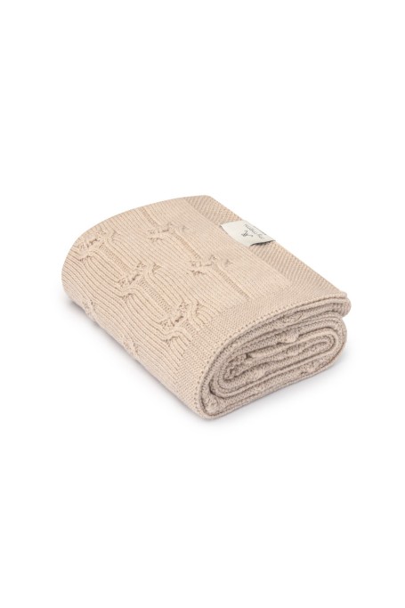 100% Natural Merino Wool Blanket warm beige Floral - premium collection - MY MEMI 2