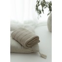 Kocyk ze 100% wełny merino warm beige Lines - premium collection - MY MEMI