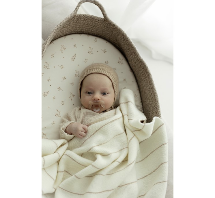 Babydecke aus 100% Merinowolle cream Lines - premium collection - MY MEMI