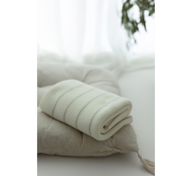 Babydecke aus 100% Merinowolle cream Lines - premium collection - MY MEMI