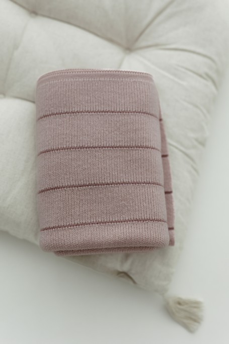 Kocyk ze 100% wełny merino powder pink Lines - premium collection - MY MEMI