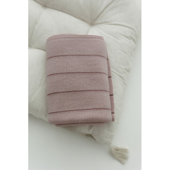 Kocyk ze 100% wełny merino powder pink Lines - premium collection - MY MEMI