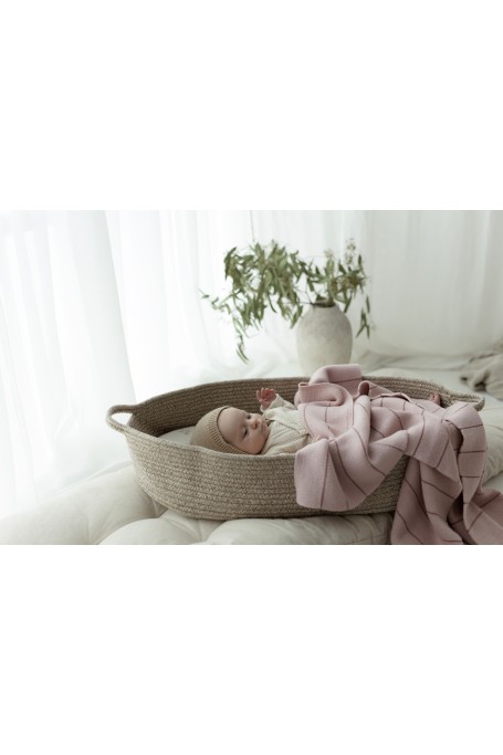 Babydecke aus 100% Merinowolle Powder Pink Lines - Premium Collection - MY MEMI 2