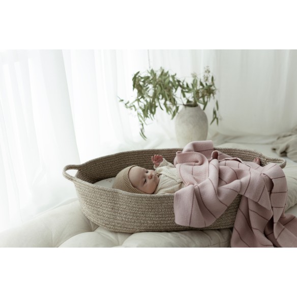100% Natural Merino Wool Blanket powder pink Lines - premium collection - MY MEMI