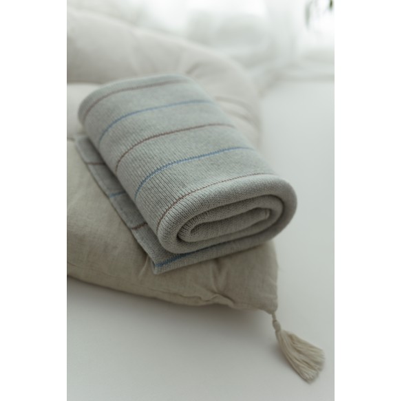 Kocyk ze 100% wełny merino light grey Lines - premium collection - MY MEMI