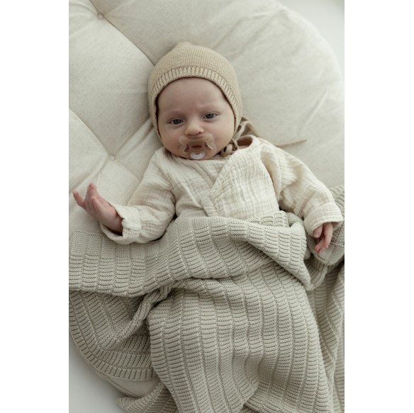 Bambusowy kocyk light beige 80x100 - Vini - MY MEMI