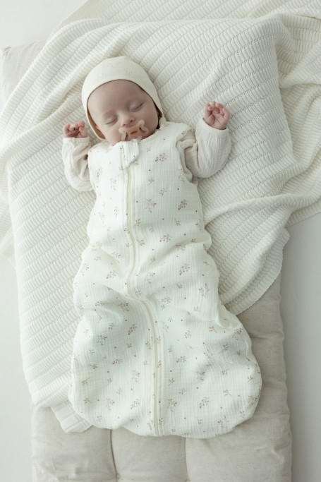 Organic cotton muslin baby sleeping bag 5 - 18 months 1.0 TOG - twigs - MY MEMI