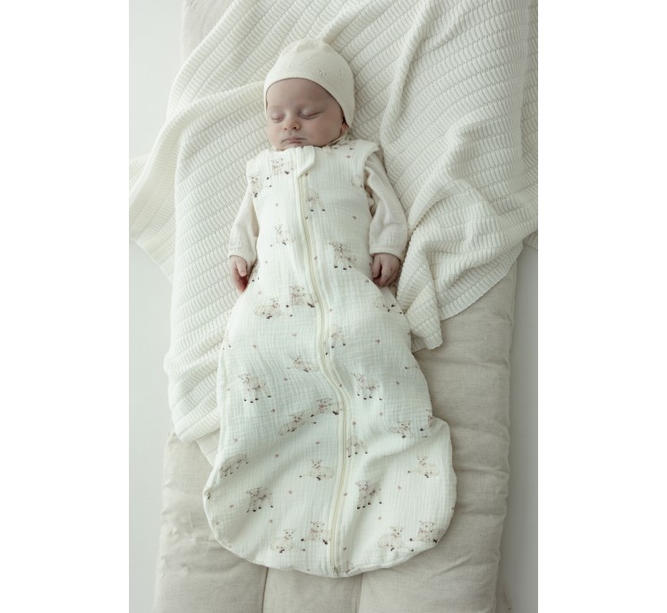 Bio Baumwolle Musselin Babyschlafsack 5 - 18 Monate 1.0 TOG - little sheeps - MY MEMI