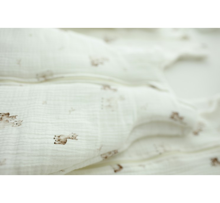 Organic cotton muslin baby sleeping bag with legs 1 - 3 years 1.0 TOG - alpacas - MY MEMI