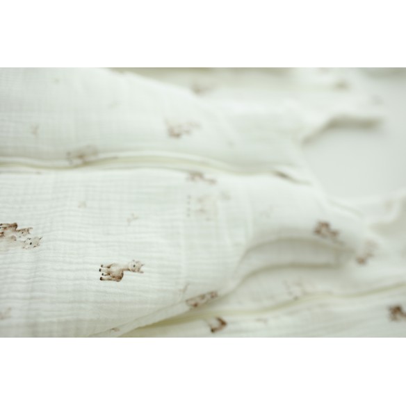 Organic cotton muslin baby sleeping bag with legs 1 - 3 years 1.0 TOG - alpacas - MY MEMI