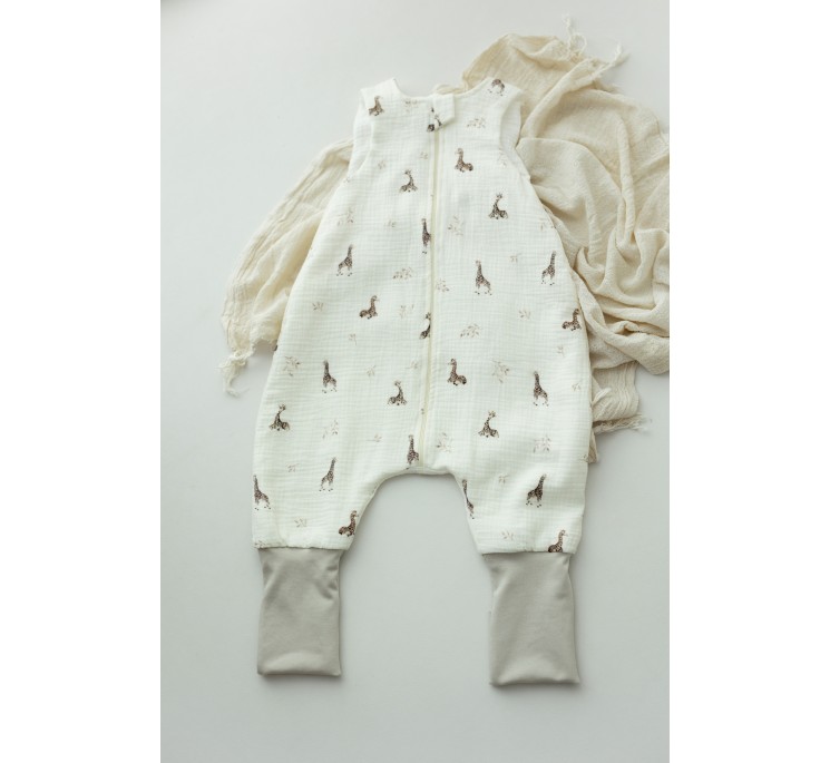 Bio Baumwolle Musselin Babyschlafsack mit Beinen 1 - 3 Jahre 1.0 TOG - giraffes - MY MEMI