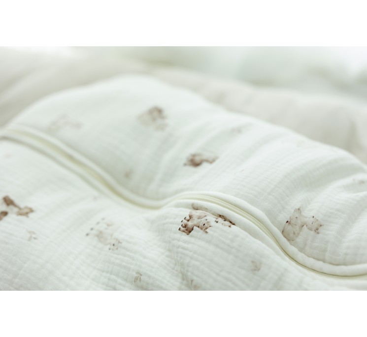 Organic cotton muslin baby sleeping bag 0 - 5 months 2.5 TOG - alpacas - MY MEMI