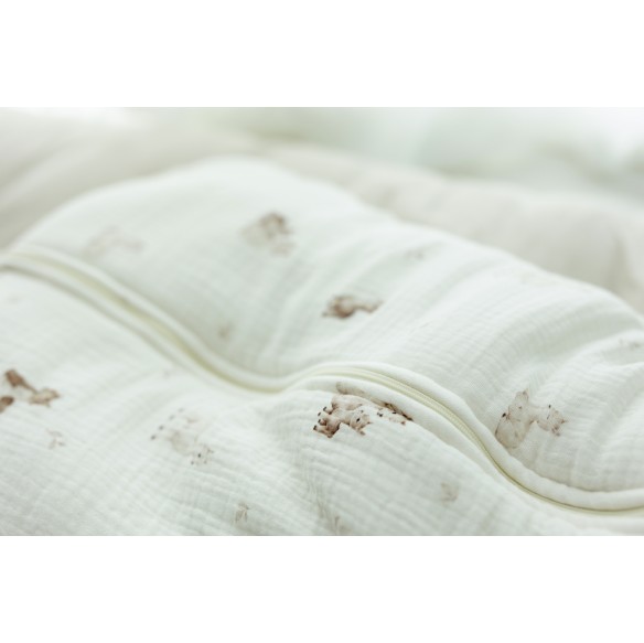 Organic cotton muslin baby sleeping bag 0 - 5 months 2.5 TOG - alpacas - MY MEMI