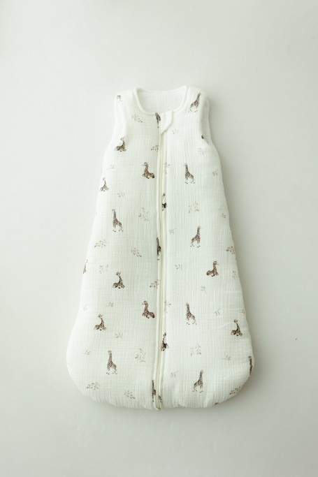 Organic cotton muslin baby sleeping bag 5 - 18 months 2.5 TOG - giraffes - MY MEMI 2