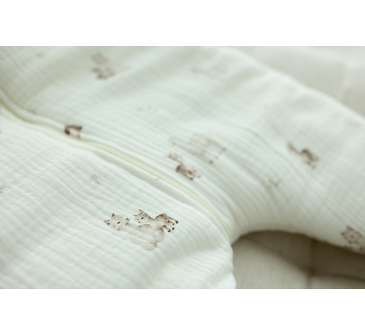 Bio Baumwolle Musselin Babyschlafsack mit Beinen 1 - 3 Jahre 2.5 TOG - alpacas - MY MEMI