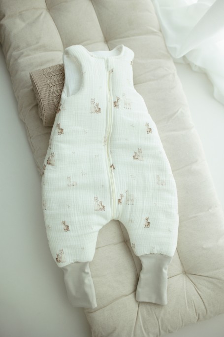Bio Baumwolle Musselin Babyschlafsack mit Beinen 1 - 3 Jahre 2.5 TOG - alpacas - MY MEMI