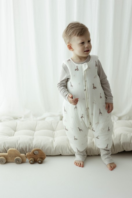 Organic cotton muslin baby sleeping bag with legs 1 - 3 years 2.5 TOG - twigs - MY MEMI 2