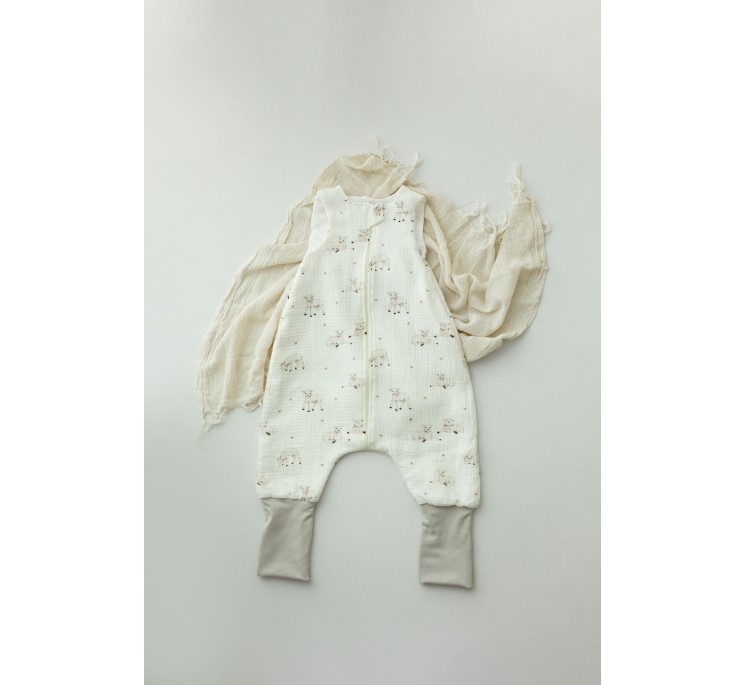 Bio Baumwolle Musselin Babyschlafsack mit Beinen 1 - 3 Jahre 1.0 TOG - little sheeps - MY MEMI