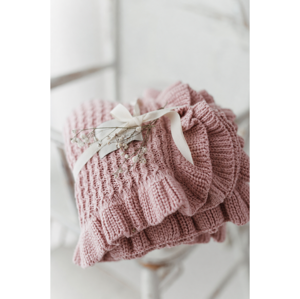 Bamboo blanket with a frill 85x105 powder pink MY MEMI