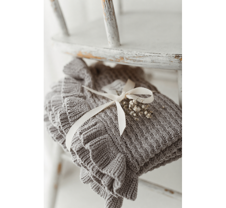Bamboo blanket with a frill 85x105 light grey MY MEMI