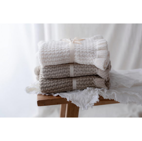 Bambus Babydecke mit Rüsche 85x105 Beige MY MEMI