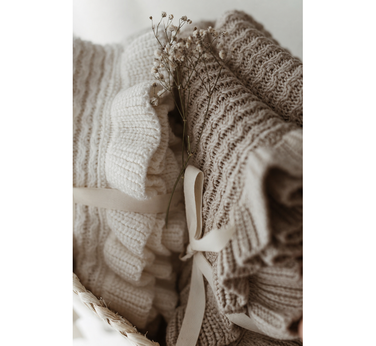 Bamboo blanket with a frill 85x105 light beige MY MEMI