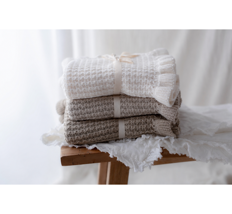 Bamboo blanket with a frill 85x105 light beige MY MEMI