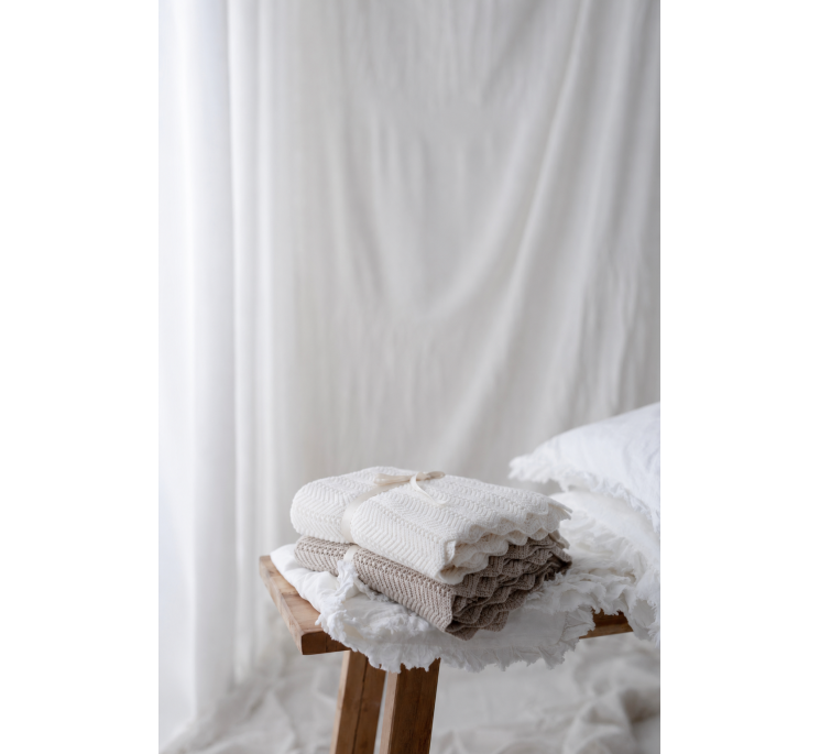 Bambusowy kocyk cream 80x100 - feather - MY MEMI