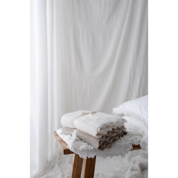 Bambusowy kocyk light beige 80x100 - feather - MY MEMI