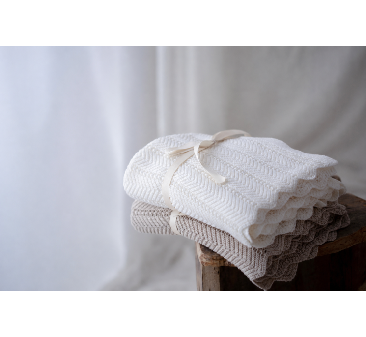 Bambusowy kocyk light beige 80x100 - feather - MY MEMI