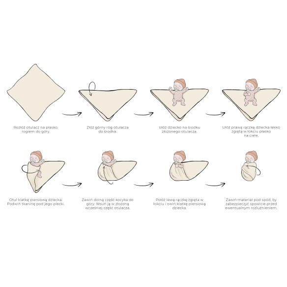 100% merino wool swaddle cream Leaves - premium collection - MY MEMI