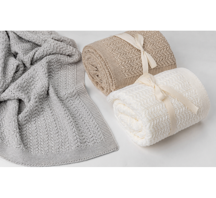 100% merino wool swaddle warm beige Leaves - premium collection - MY MEMI