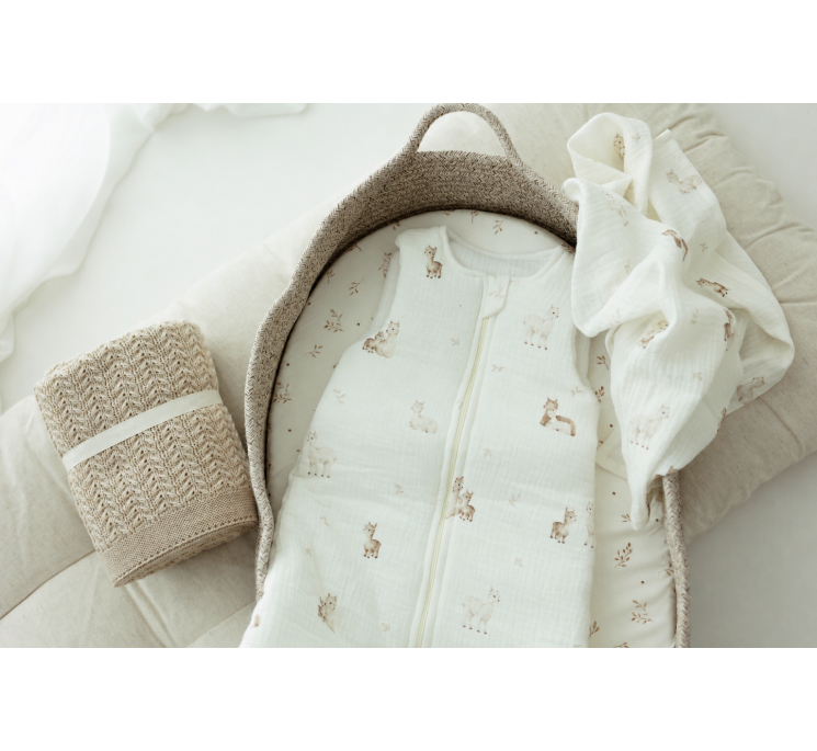 Otulacz ze 100% wełny merino light grey Leaves - premium collection - MY MEMI