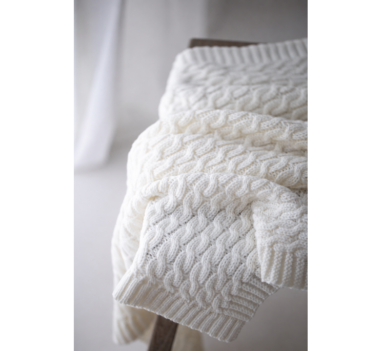 Ciepły kocyk ze 100% wełny Merino Cream - Premium Collection - MY MEMI