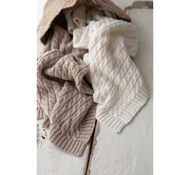 Warm blanket of 100% merino wool cream - premium collection - MY MEMI