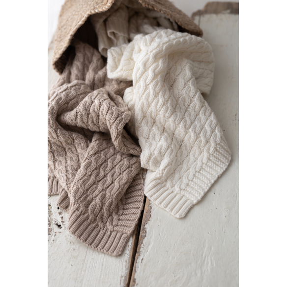 Warm blanket of 100% merino wool cream - premium collection - MY MEMI