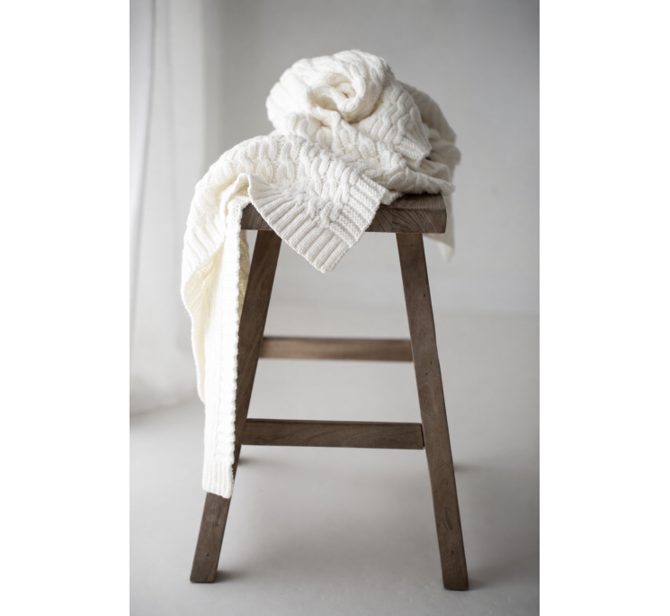 Ciepły kocyk ze 100% wełny Merino Warm Beige - Premium Collection - MY MEMI