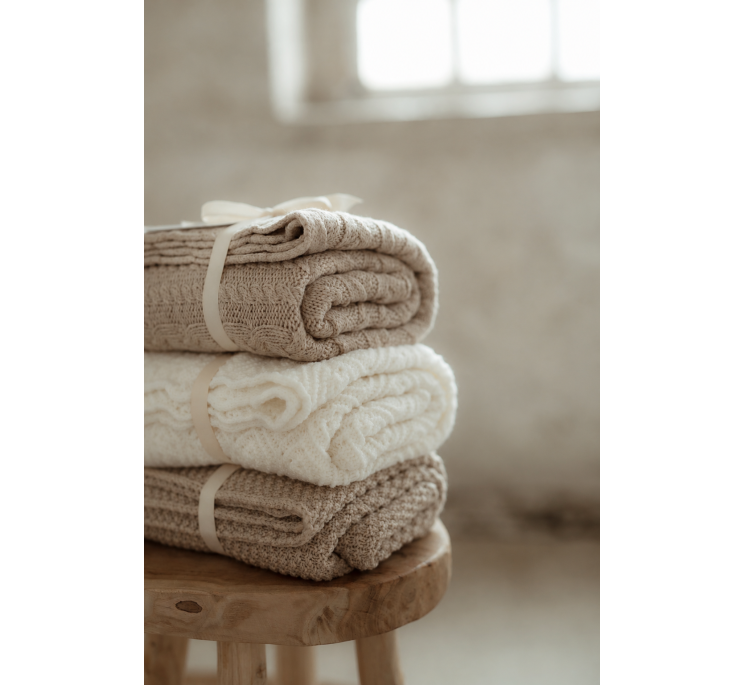 100% Natural Merino Wool Blanket Light Grey - Premium Collection - MY MEMI