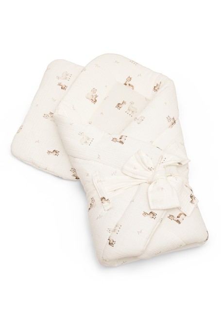 2in1 organic cotton muslin baby horn/bedding - alpacas - MY MEMI