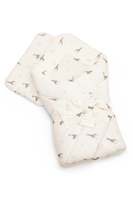 2w1 rożek/kołderka z organicznego muślinu - giraffes - MY MEMI