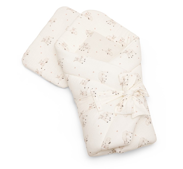 2in1 organic cotton muslin baby horn/bedding - little sheeps - MY MEMI